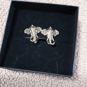 Gold Elephant Clip On Earrings